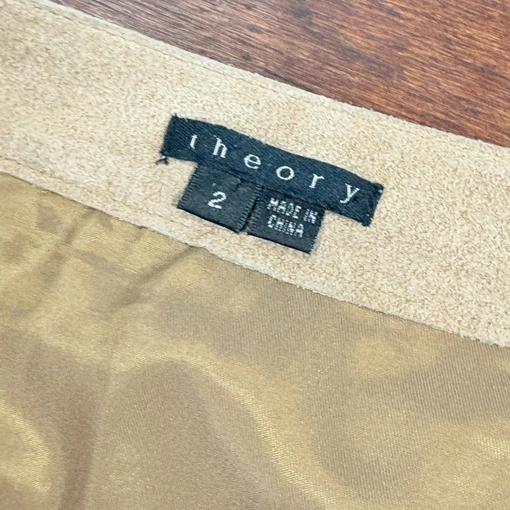 Theory Tan Suede Leather  Cut Out Skirt Size 2 Coastal‎ Cowgirl Festival Rodeo